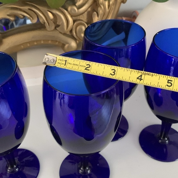Vintage Libbey Cobalt Colored Glasses Goblets - Set of 6 Royal blue pedestal - Picture 8 of 8